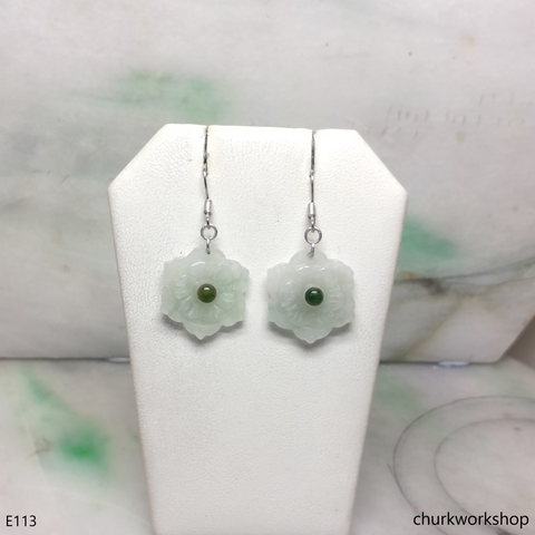 White jade flower earrings