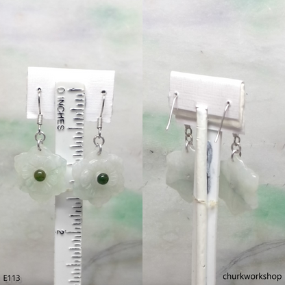 White jade flower earrings