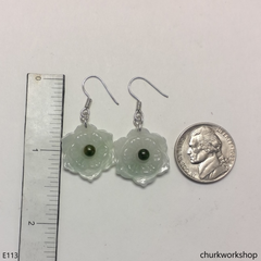 White jade flower earrings