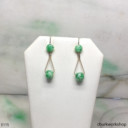 14k gold green jade earrings