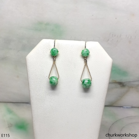 14k gold green jade earrings