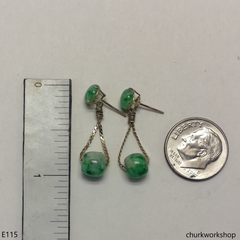 14k gold green jade earrings