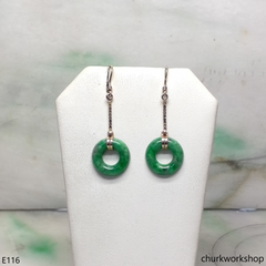 14K natural color jade earrings