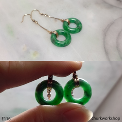 14K natural color jade earrings
