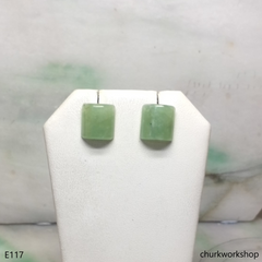 Half cylinder jade silver ear studs