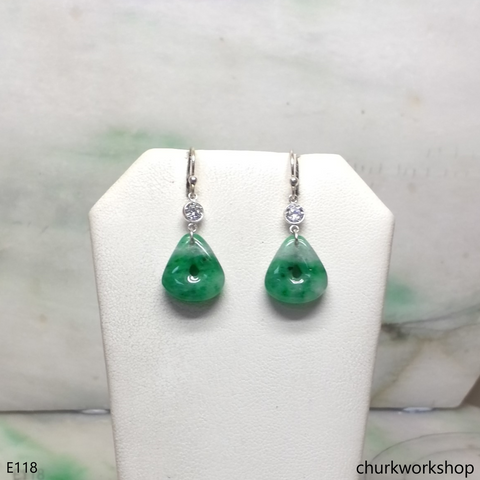 Green jade dangling earrings