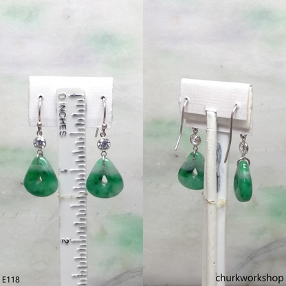 Green jade dangling earrings
