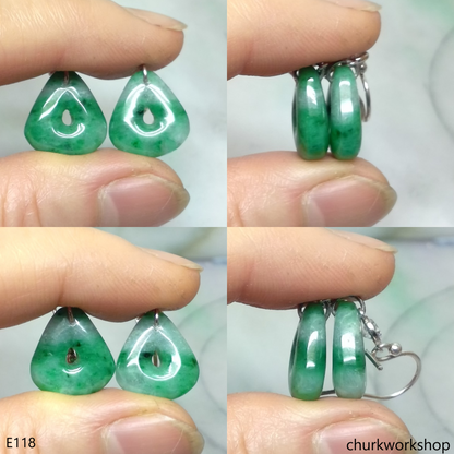 Green jade dangling earrings