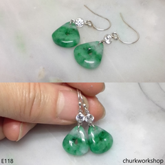 Green jade dangling earrings