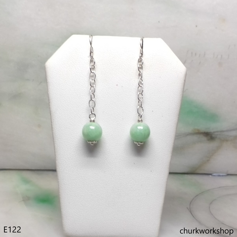 Light green jade bead earrings