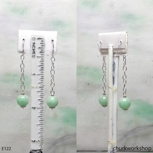 Light green jade bead earrings