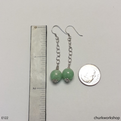 Light green jade bead earrings