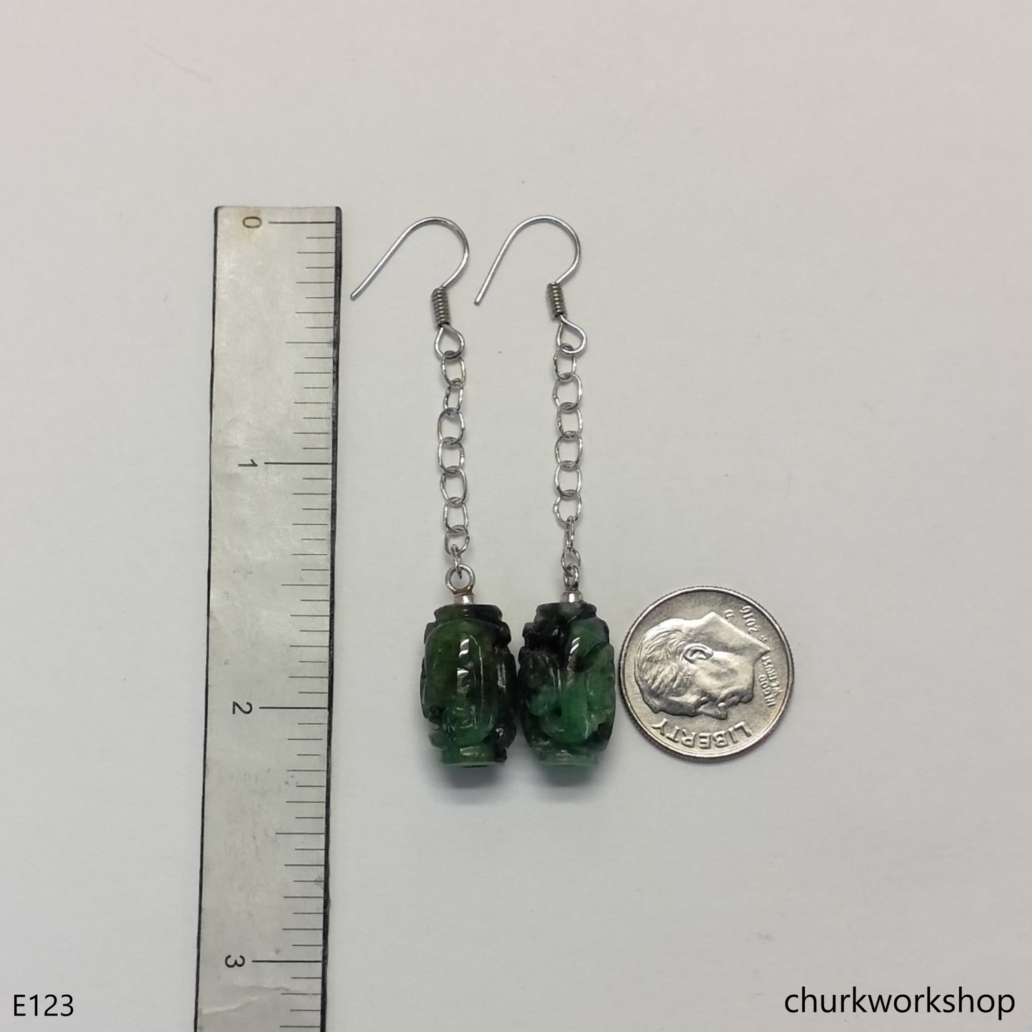 Craved barrel bead earrings