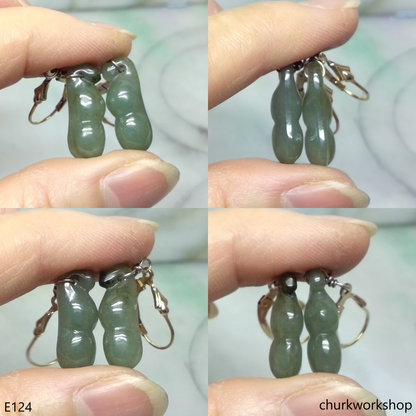 Dangling jade earrings set with 14k gold filled