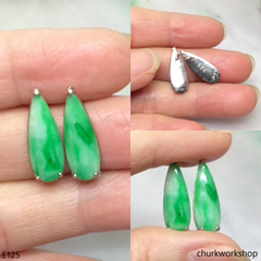 Apple green jade sterling silver ear studs