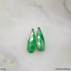 Apple green jade sterling silver ear studs