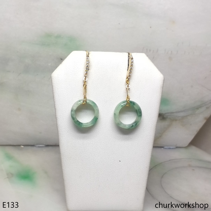 Round ring jade earrings 14K gold filled