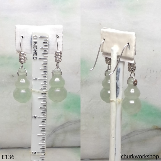 Pale green jade gourd earrings