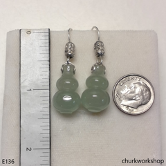 Pale green jade gourd earrings