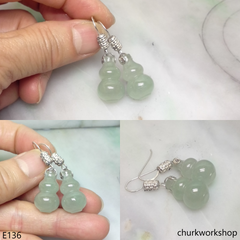 Pale green jade gourd earrings
