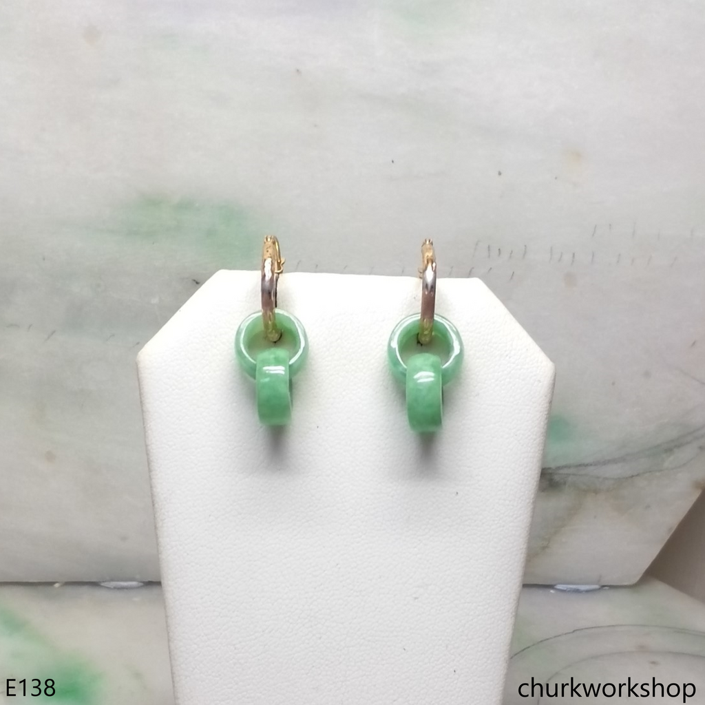 Reserved for Sophia       Green double jade ring dangling earrings