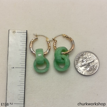 Reserved for Sophia       Green double jade ring dangling earrings