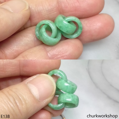 Reserved for Sophia       Green double jade ring dangling earrings