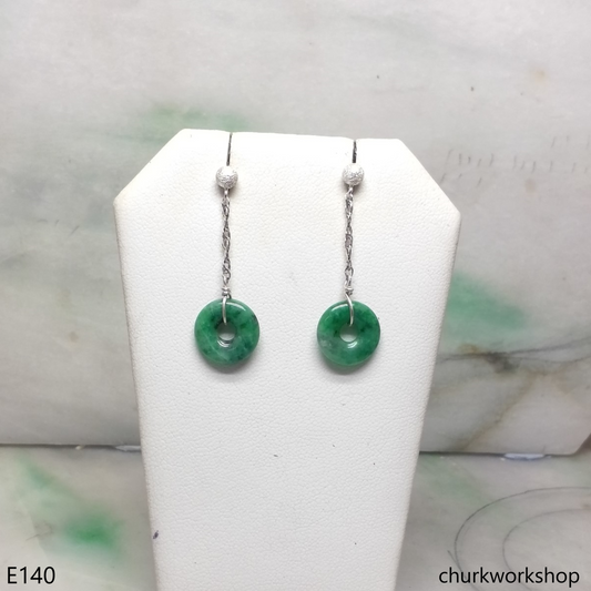 Dark green jade dangling earrings