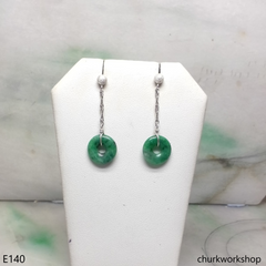 Dark green jade dangling earrings