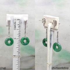 Dark green jade dangling earrings