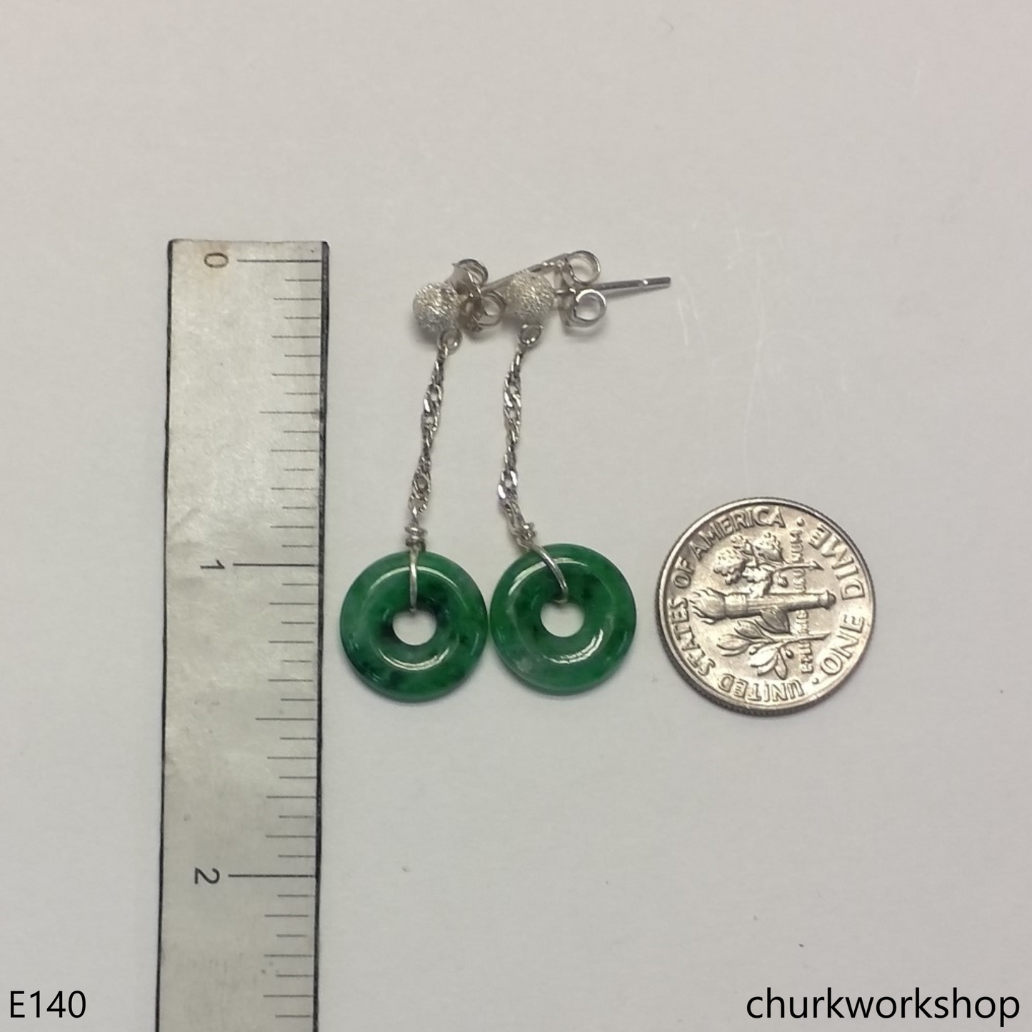 Dark green jade dangling earrings