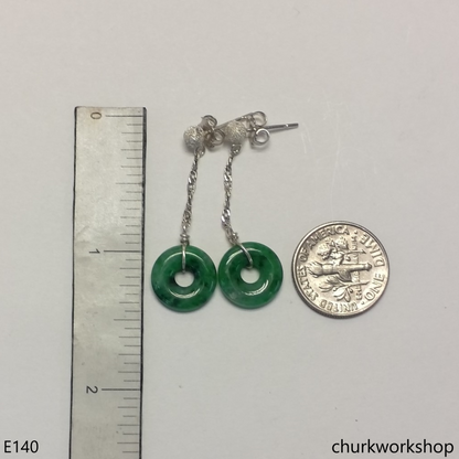 Dark green jade dangling earrings