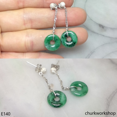 Dark green jade dangling earrings