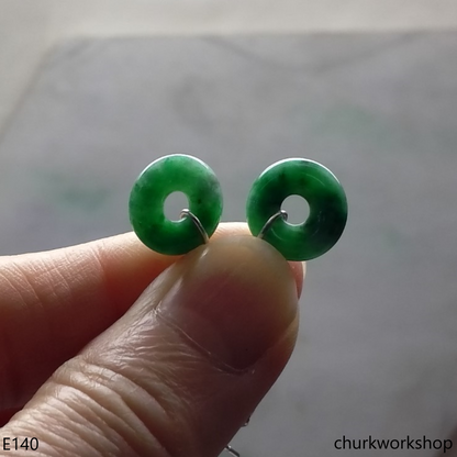 Dark green jade dangling earrings