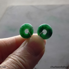 Dark green jade dangling earrings
