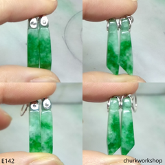 Deep apple green sterling silver jade earrings