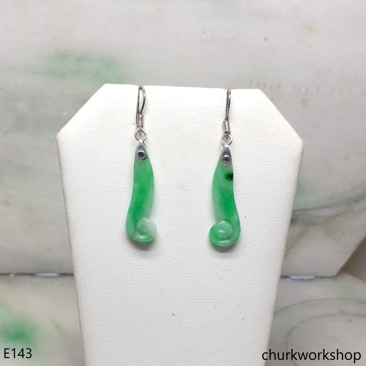 Light green jade sterling silver earrings