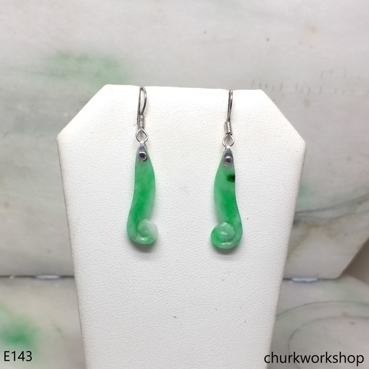 Light green jade sterling silver earrings