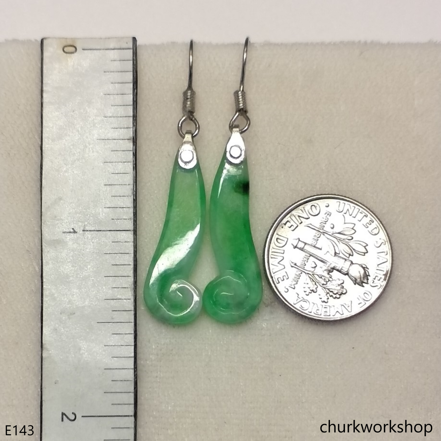 Light green jade sterling silver earrings