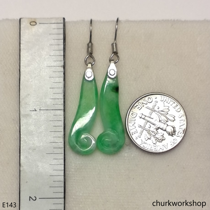 Light green jade sterling silver earrings