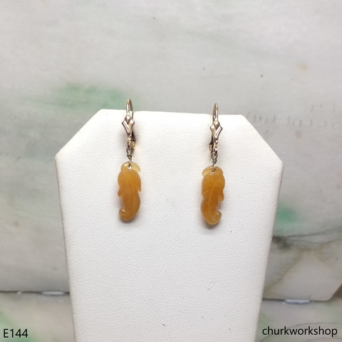 Red jade 14k yellow gold filled earrings