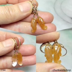 Red jade 14k yellow gold filled earrings