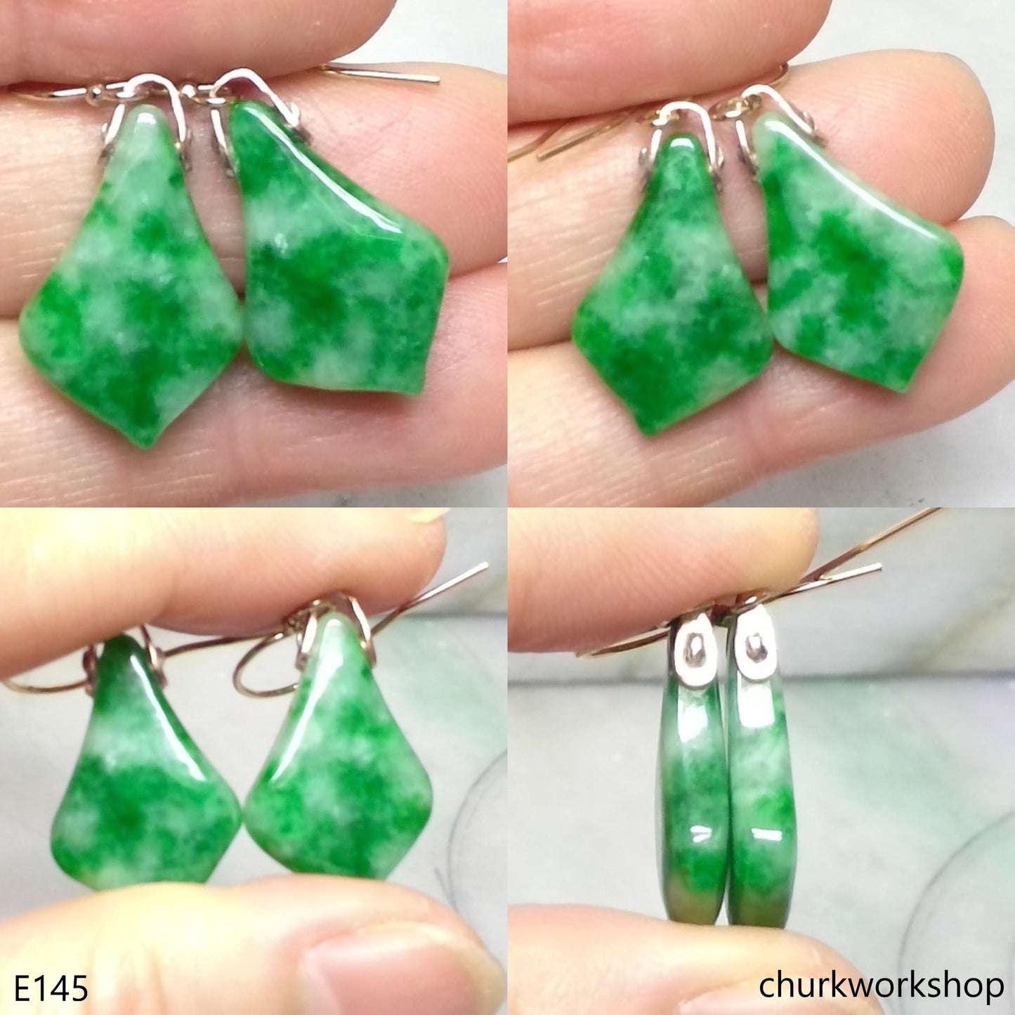Deep apple green 14k yellow gold filed earrings