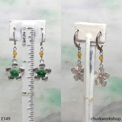Sterling silver flower jade earrings