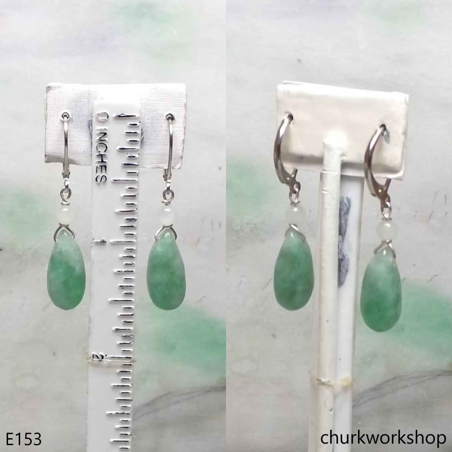 Light green jade earrings
