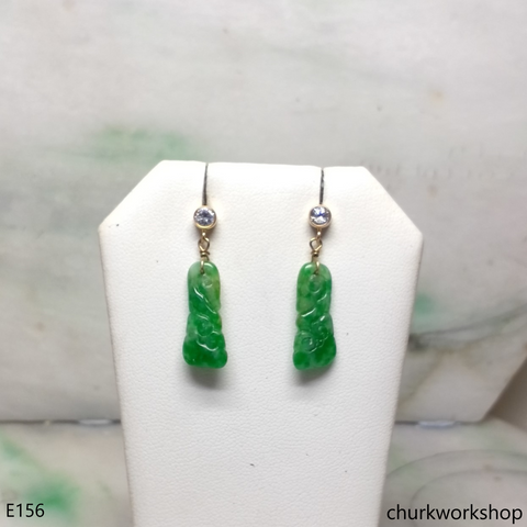 Apple green jade dangling earrings