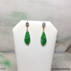 Apple green jade dangling earrings
