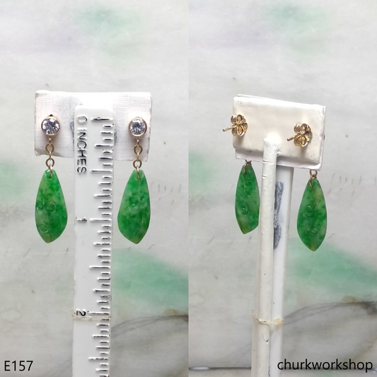 Apple green jade dangling earrings