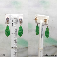 Apple green jade dangling earrings