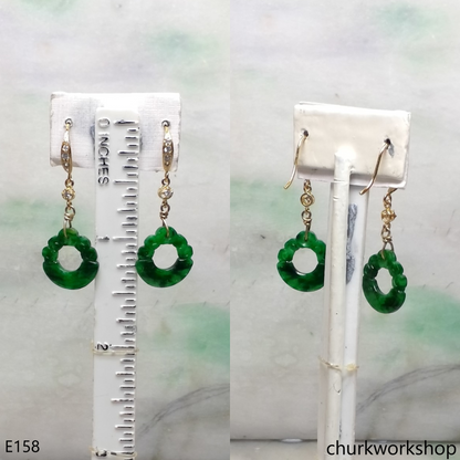 Dark green jade dangling earrings
